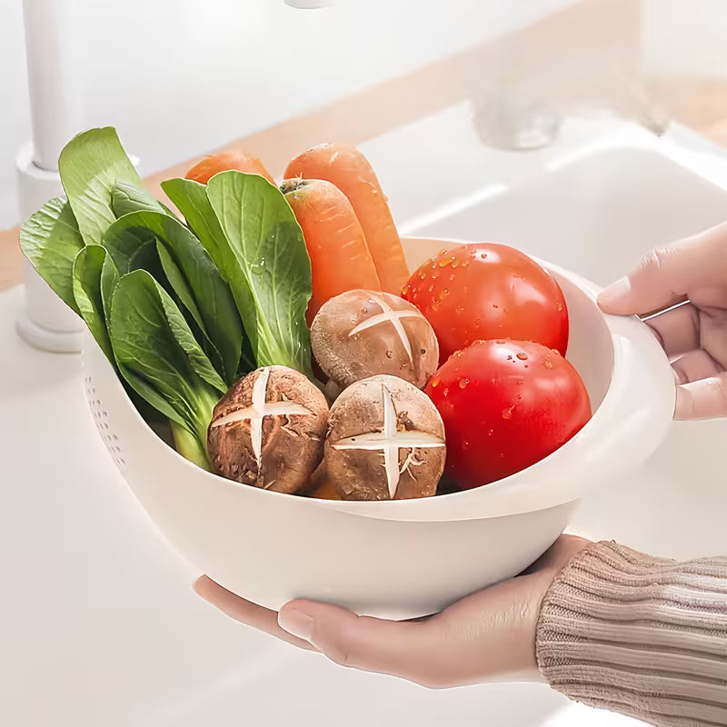 smartcook™ 2-in-1 Abtropfschüssel mit Sieb für Gemüse, Reis etc. - Rosa / Weiß