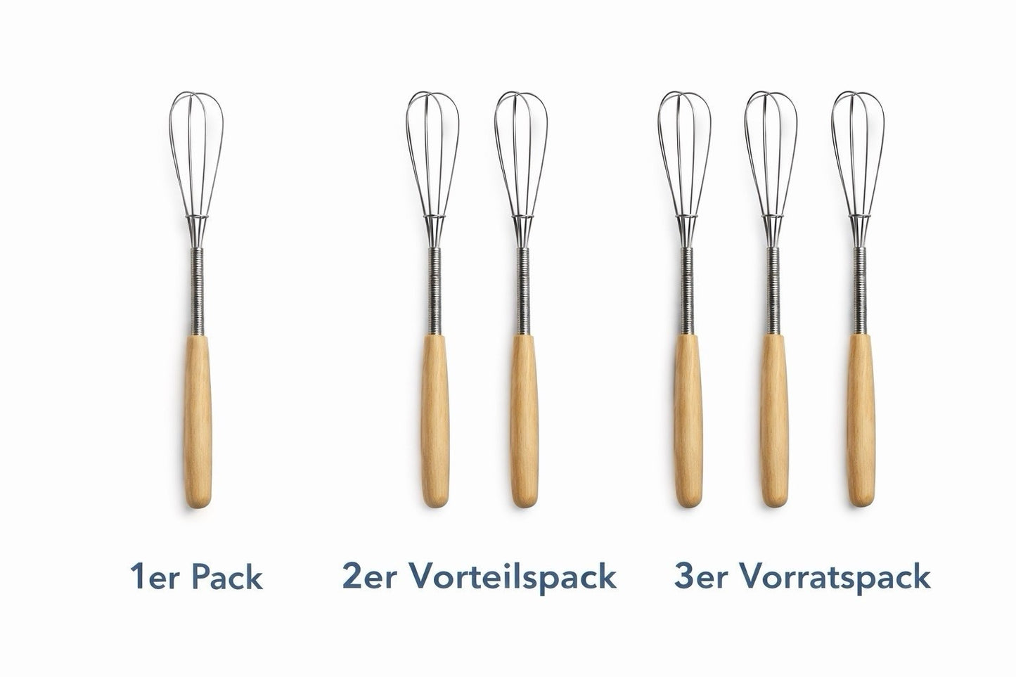 smartcook™ Premium Schneebesen Edelstahl mit Holzgriff – 1–3 Stück