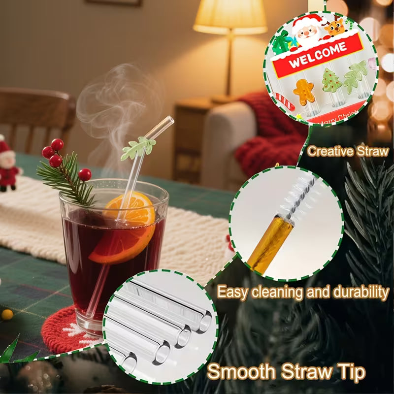 smartcook™ Weihnachts Glasstrohhalme - Festliches Set für Advent & Feiertage