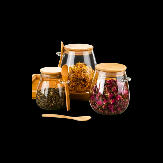 smartcook™ Multifunktions Vorratsglas mit Holzdeckel + Holzlöffel (2er Set)