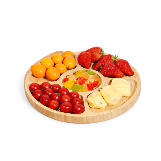 smartcook™ Snackplatte aus Holz mit 4 Fächern – Premium Servierplatte für Snacks
