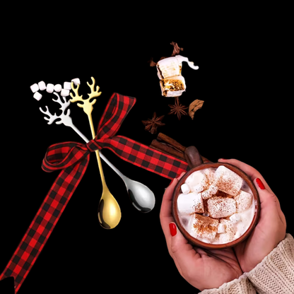 smartcook™ Weihnachtliches Löffelset Rentier Design (4er Set) - Gold/Silber