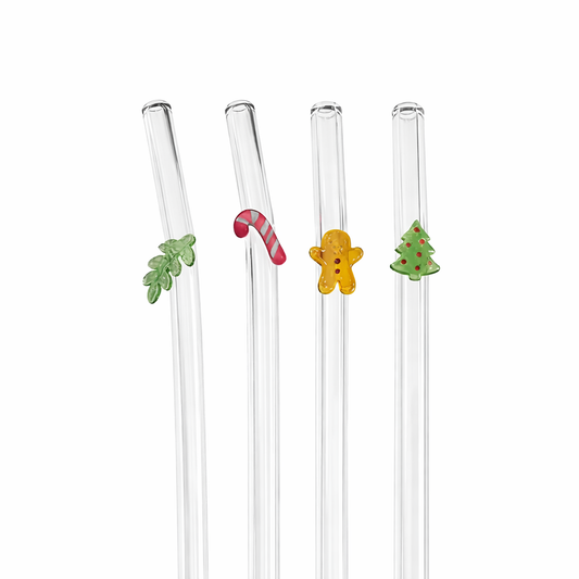 smartcook™ Weihnachts Glasstrohhalme - Festliches Set für Advent & Feiertage