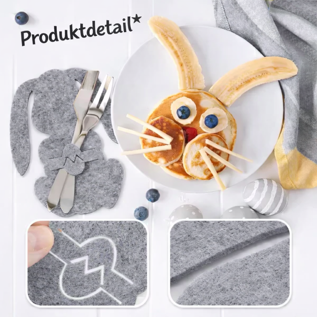 smartcook™ Filz Hasen Besteckhalter Set – Oster Tischdeko für Teller - Ostern