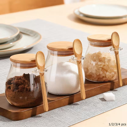 smartcook™ Multifunktions Vorratsglas mit Holzdeckel + Holzlöffel (2er Set)