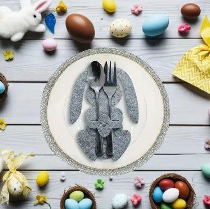 smartcook™ Filz Hasen Besteckhalter Set – Oster Tischdeko für Teller - Ostern