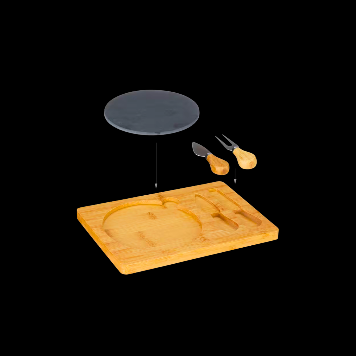 smartcook™  Käseplatte mit Schiefer & 2 Käsemessern - Servierset Küche