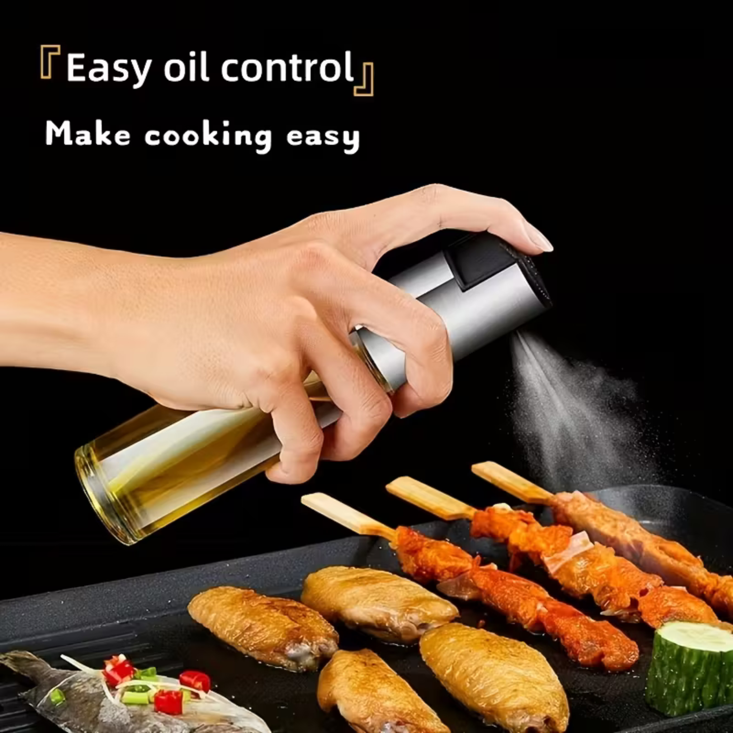 smartcook™ Feinnebel Ölsprayer aus Glas - Heißluftfritteuse, Grill & Pfanne etc.