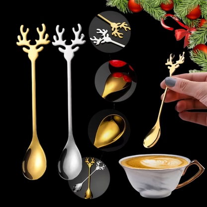smartcook™ Weihnachtliches Löffelset Rentier Design (4er Set) - Gold/Silber