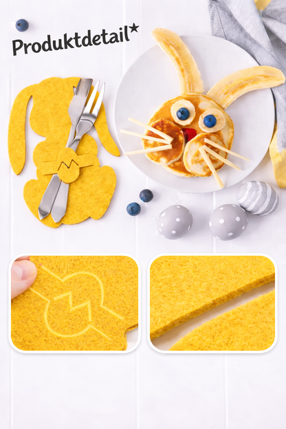 smartcook™ Filz Hasen Besteckhalter Set – Oster Tischdeko für Teller - Ostern