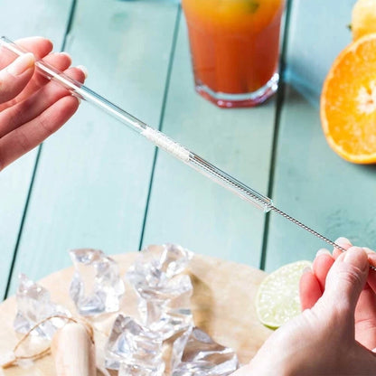 smartcook™ Trinkhalme Strohhalme aus Glas 4er Set mit Bürste