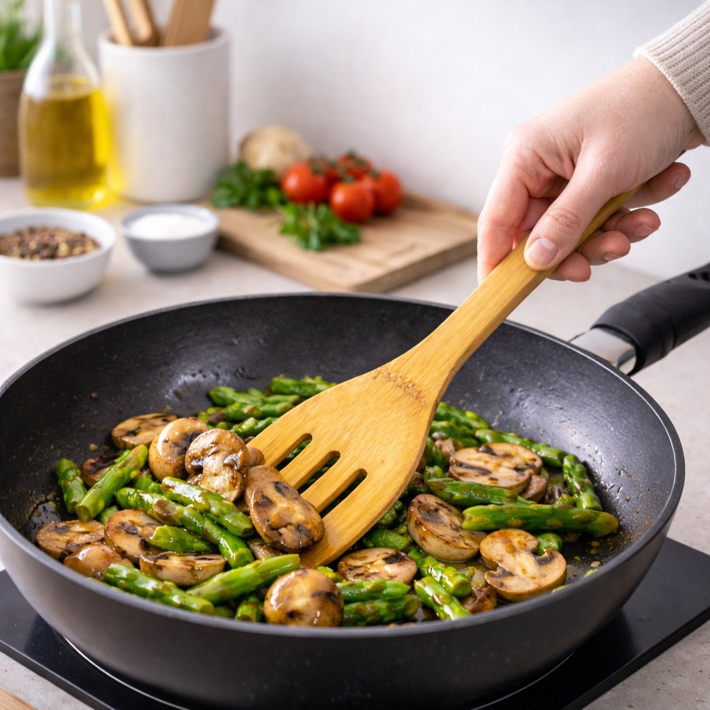 smartcook™Bambus Küchenhelfer Set– Zange & Pfannenwender– Spühlmaschinengeeignet