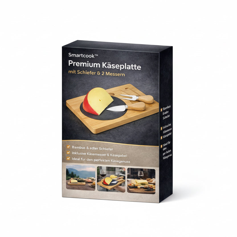 smartcook™  Käseplatte mit Schiefer & 2 Käsemessern