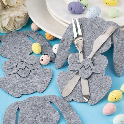 smartcook™ Filz Hasen Besteckhalter Set – Oster Tischdeko für Teller - Ostern
