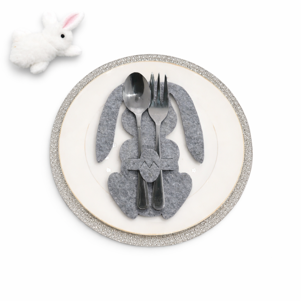 smartcook™ Filz Hasen Besteckhalter Set – Oster Tischdeko für Teller - Ostern