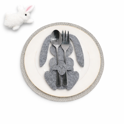 smartcook™ Filz Hasen Besteckhalter Set – Oster Tischdeko für Teller - Ostern
