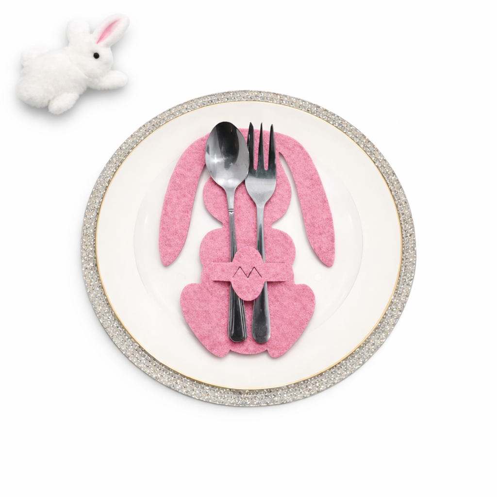 smartcook™ Filz Hasen Besteckhalter Set – Oster Tischdeko für Teller - Ostern