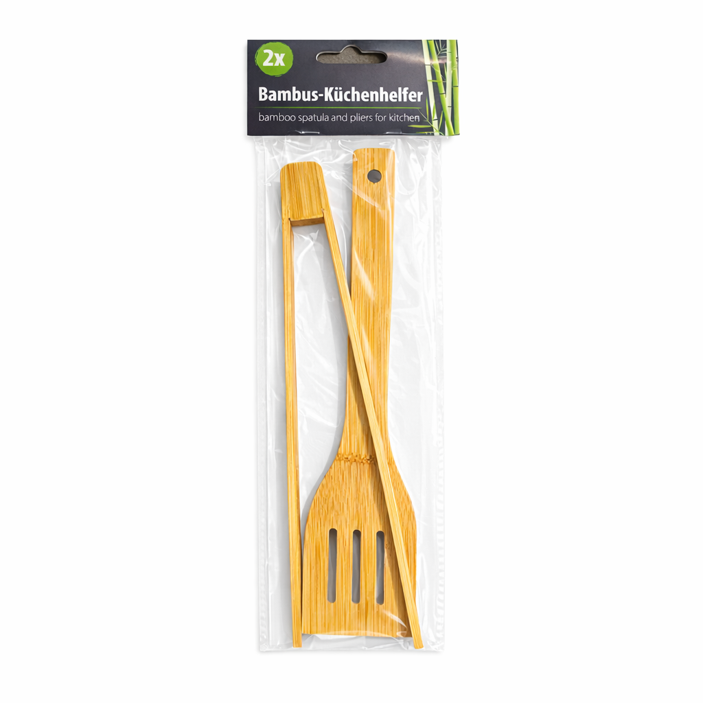 smartcook™Bambus Küchenhelfer Set– Zange & Pfannenwender– Spühlmaschinengeeignet