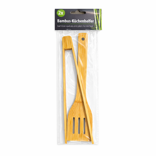 smartcook™Bambus Küchenhelfer Set– Zange & Pfannenwender– Spühlmaschinengeeignet