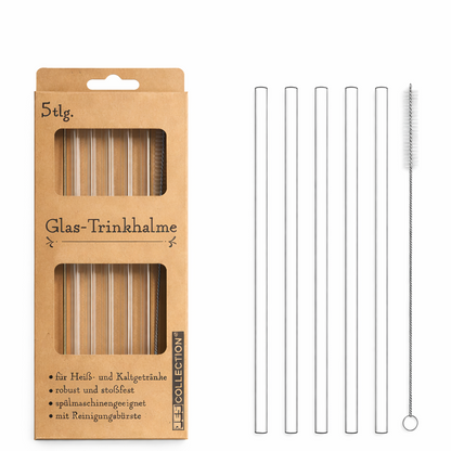 smartcook™ Trinkhalme Strohhalme aus Glas 4er Set mit Bürste