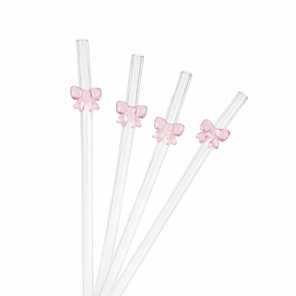 smartcook™ Stilvolle Strohhalme mit pinker Schleife – der perfekte Hingucker!