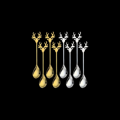 smartcook™ Weihnachtliches Löffelset Rentier Design (4er Set) - Gold/Silber