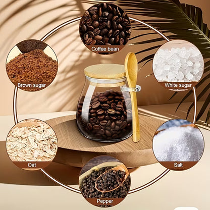 smartcook™ Multifunktions Vorratsglas mit Holzdeckel + Holzlöffel (2er Set)